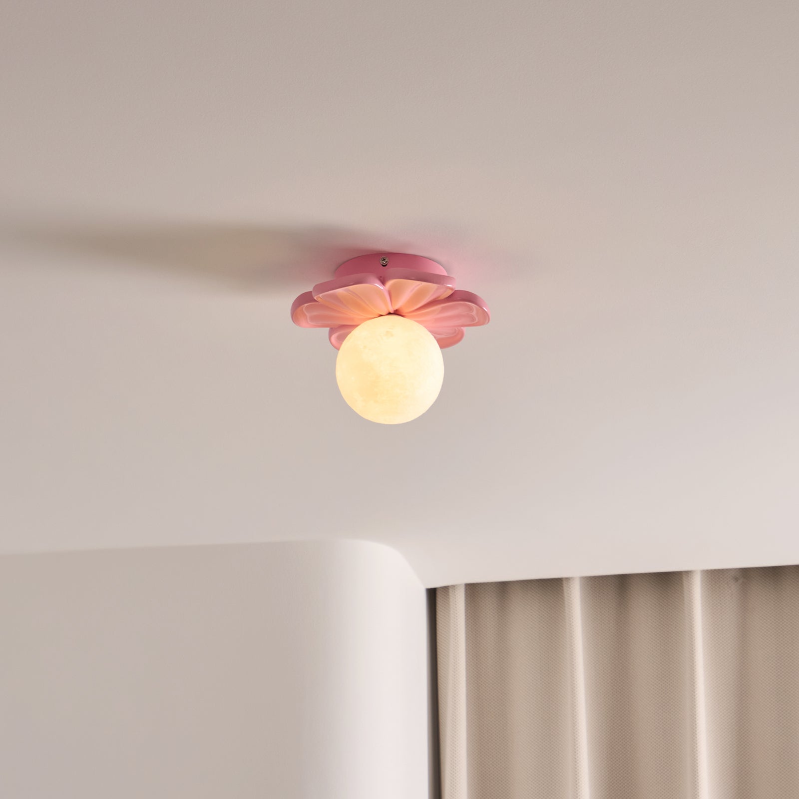 Cream Bloom Flower Ceiling Lamp – Floral Design Flush Mount Light