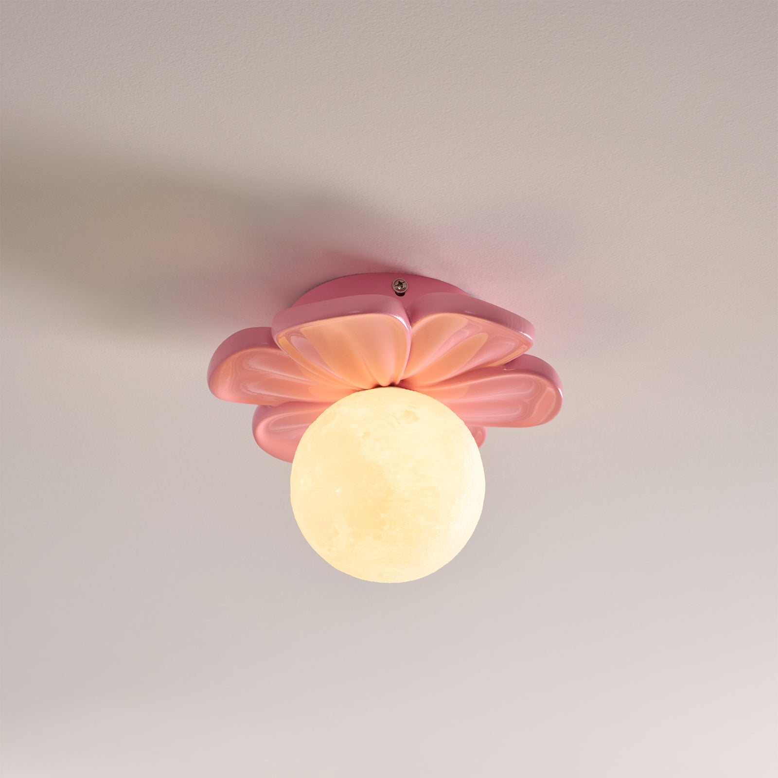 Cream Bloom Flower Ceiling Lamp – Floral Design Flush Mount Light
