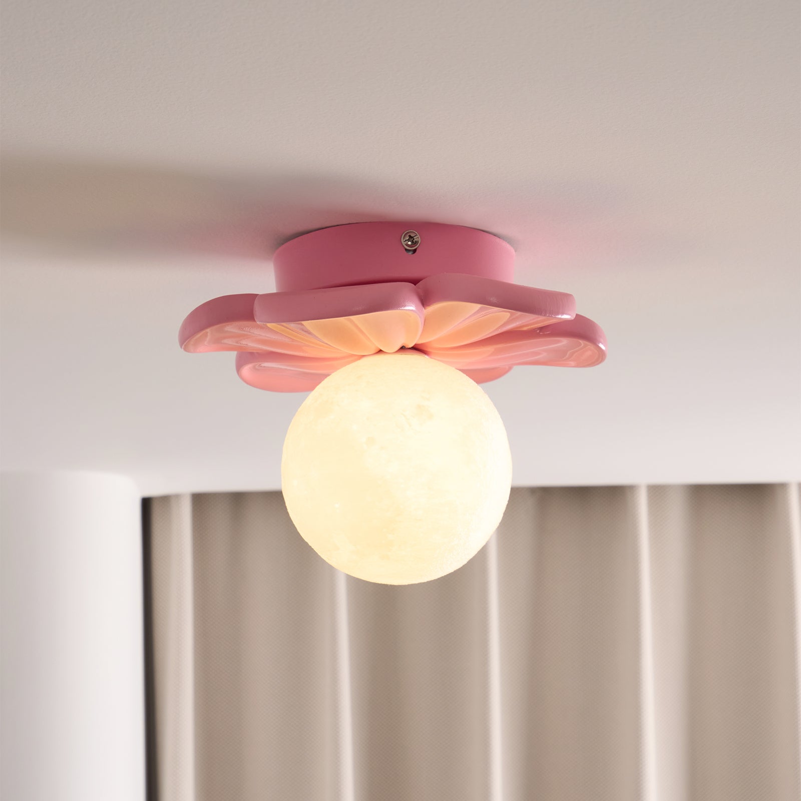 Cream Bloom Flower Ceiling Lamp – Floral Design Flush Mount Light