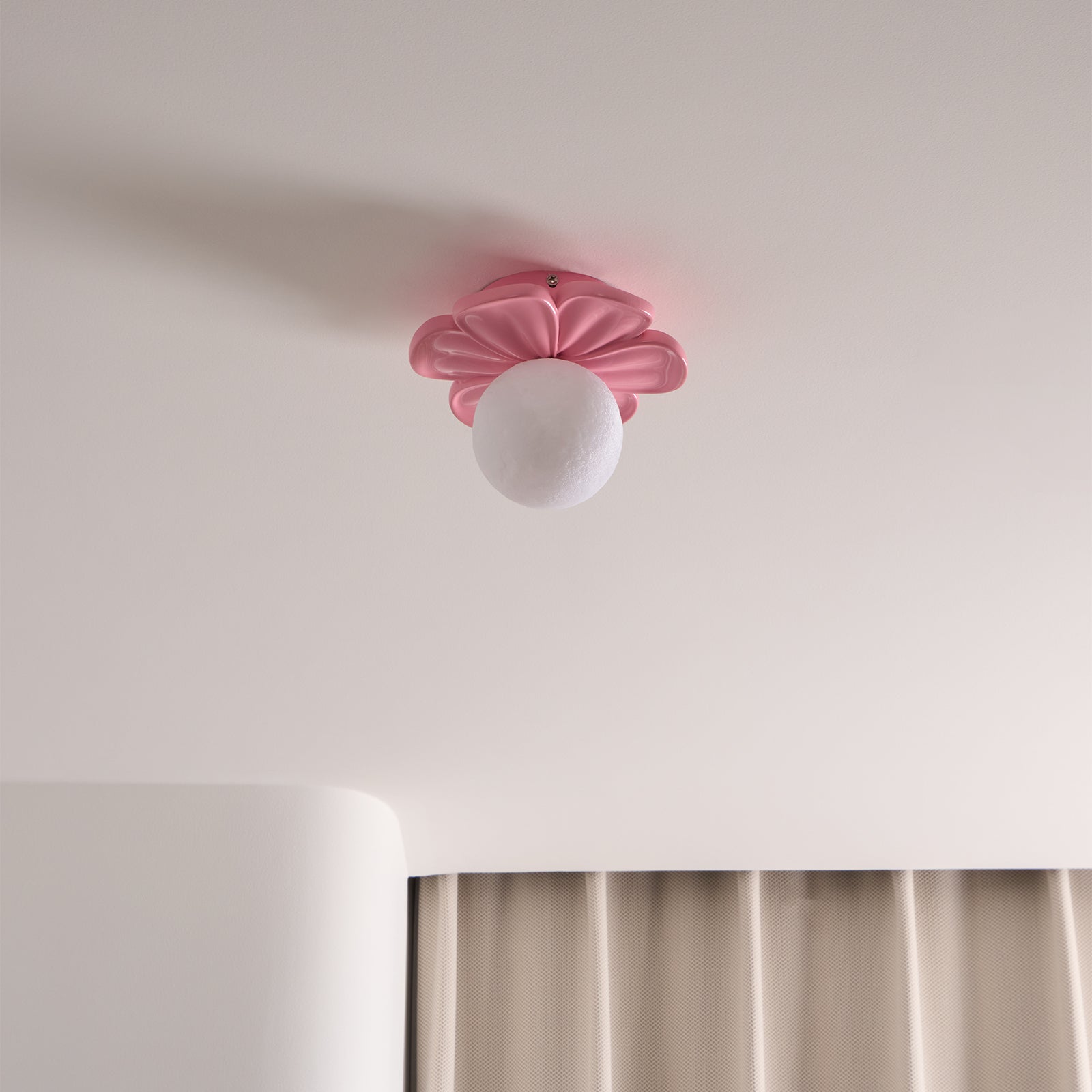 Cream Bloom Flower Ceiling Lamp – Floral Design Flush Mount Light