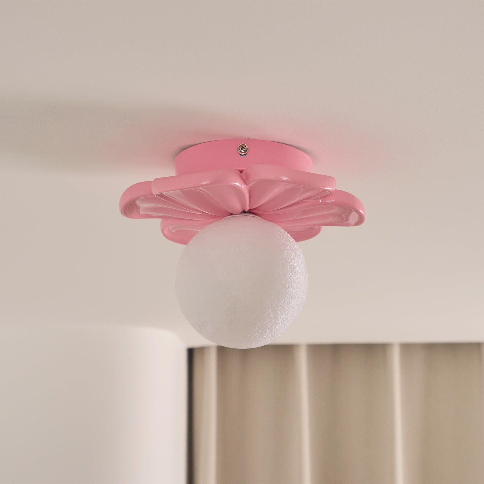 Cream Bloom Flower Ceiling Lamp – Floral Design Flush Mount Light