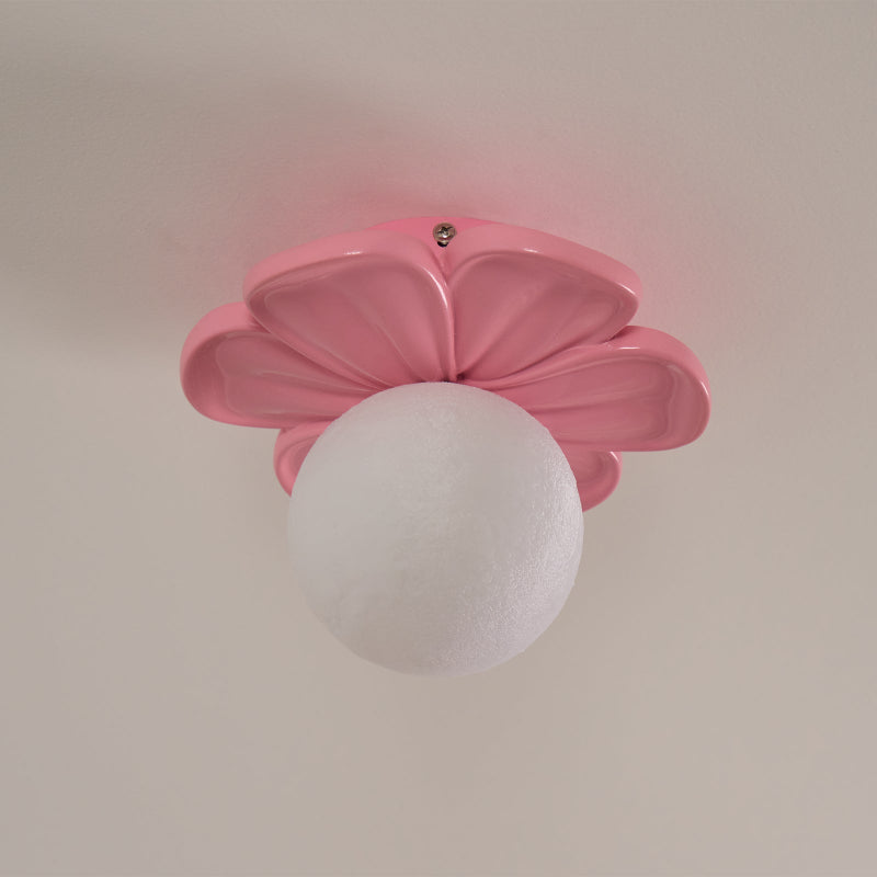 Cream Bloom Flower Ceiling Lamp – Floral Design Flush Mount Light