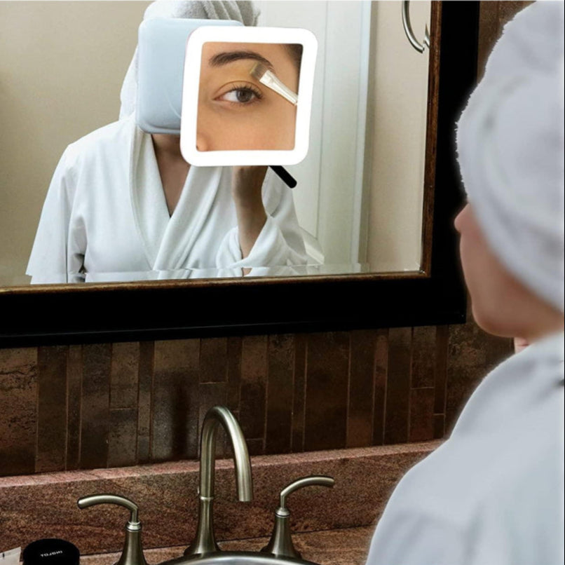 LED Illuminated Bathroom Light with Magnifying Mirror | Suction Mount Vanity Mirror