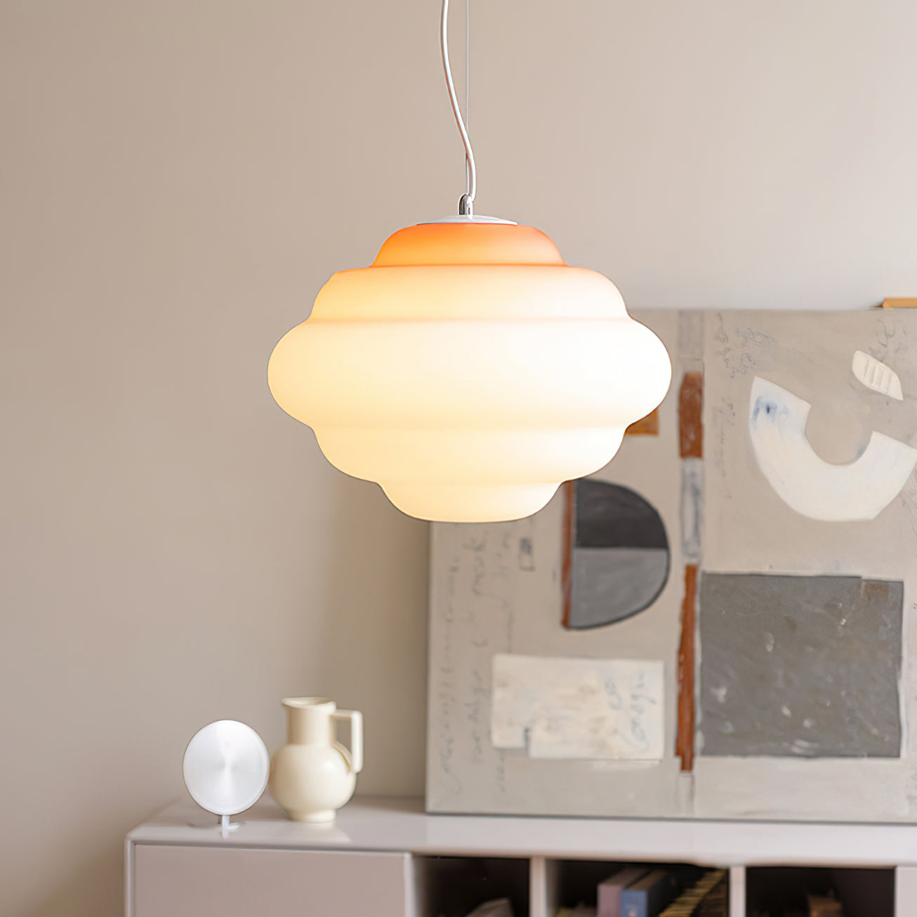 Cloud-Inspired Gradient Pendant | Subtle Color Shift Ceiling Light