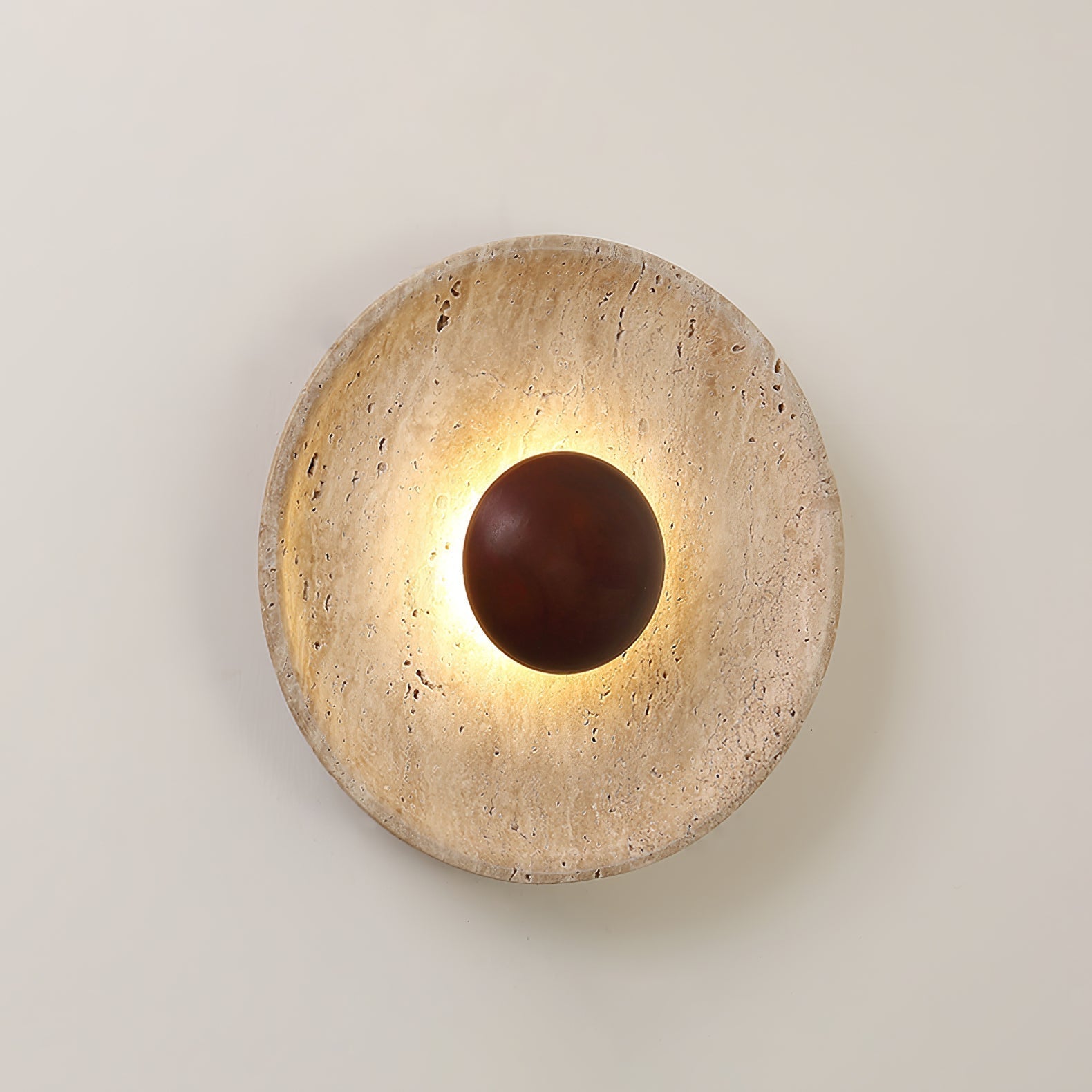 Modern Decorative Wall Light – Travertine and Wood Warm LED Fixture