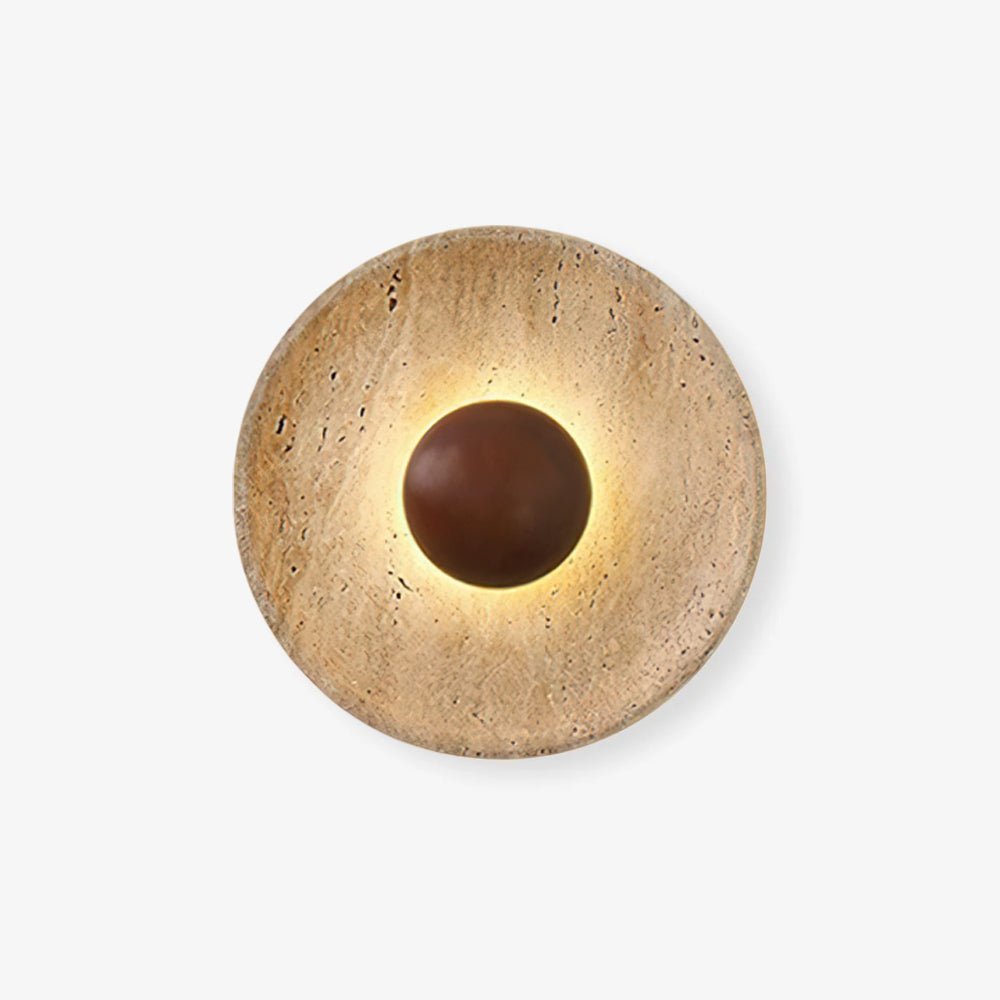 Modern Decorative Wall Light – Travertine and Wood Warm LED Fixture