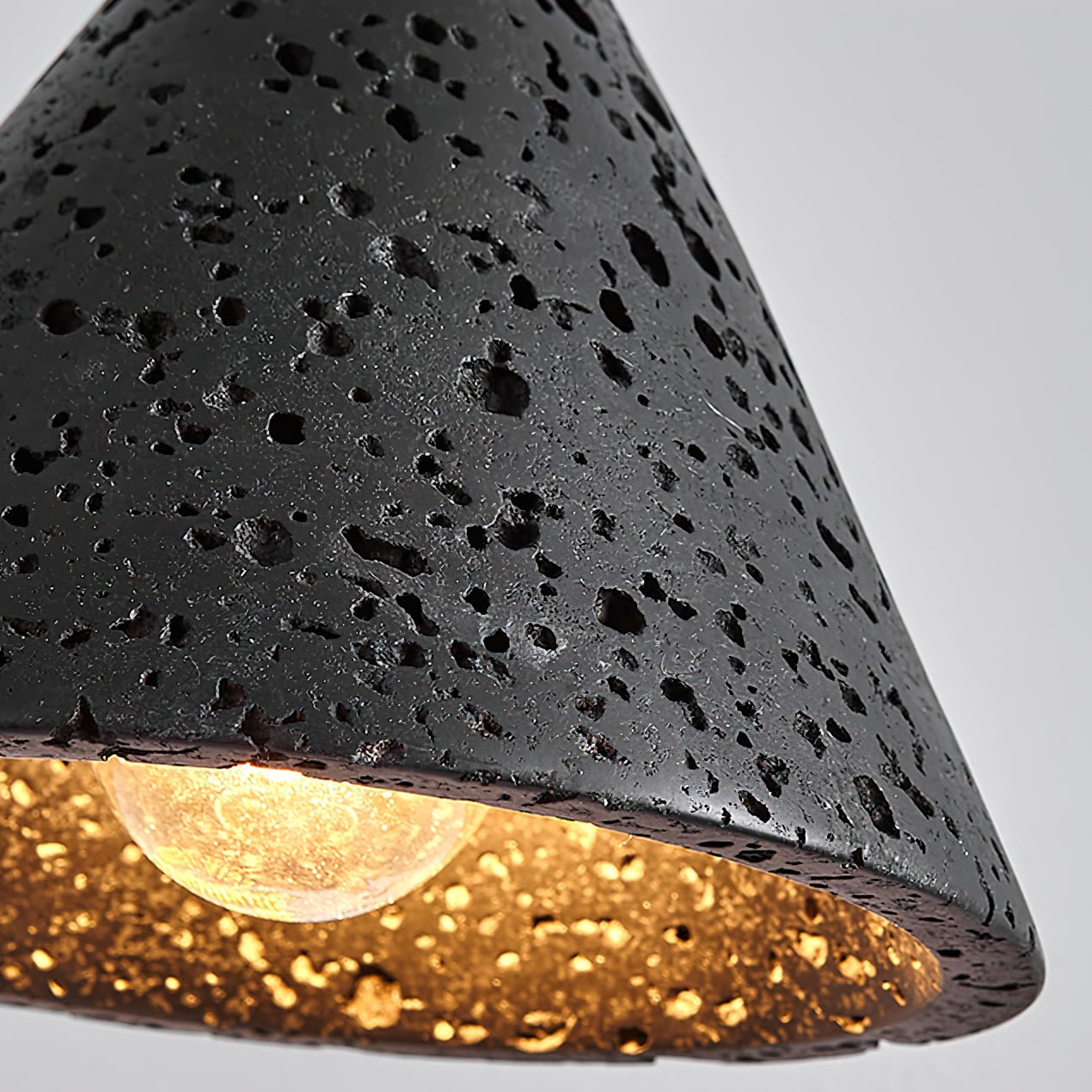 Artistic Dome Travertine Pendant Light – Cone Shade, Black & Yellow Finish
