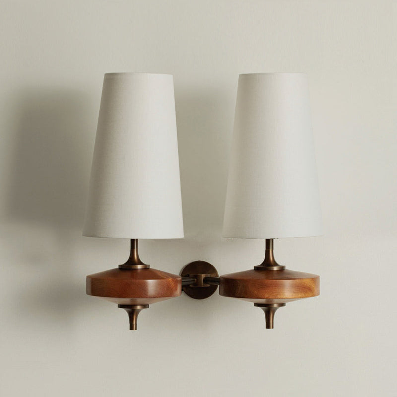 Timber Body Wall Sconce with Fabric Diffuser – Modern Wall Lighting