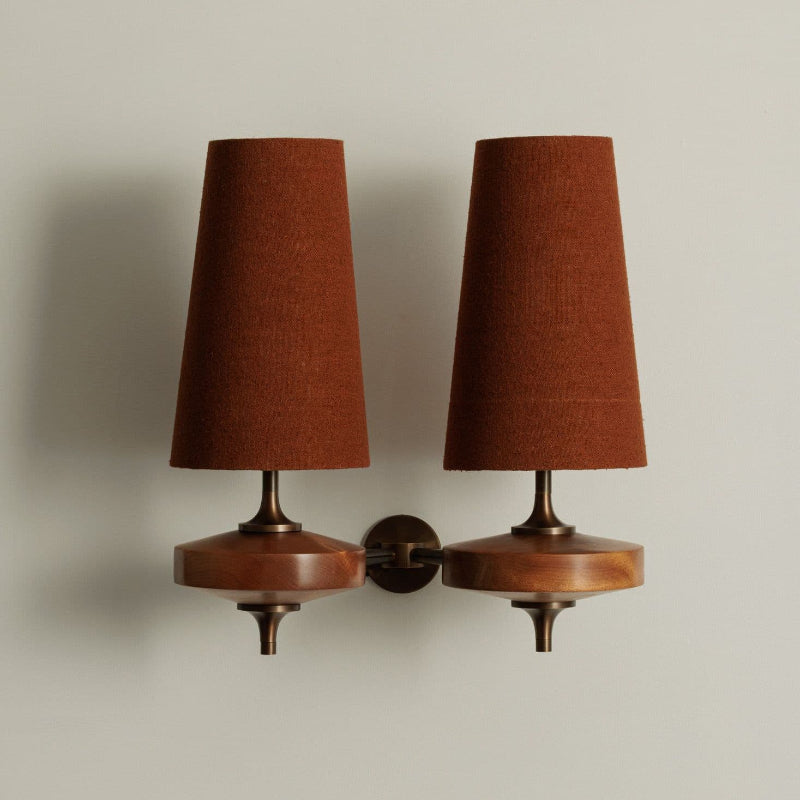 Timber Body Wall Sconce with Fabric Diffuser – Modern Wall Lighting