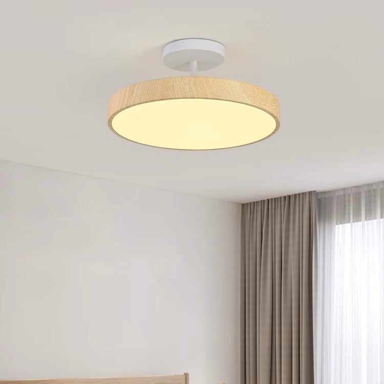 Semi-Flush Wooden LED Ceiling Lamp – Contemporary Style