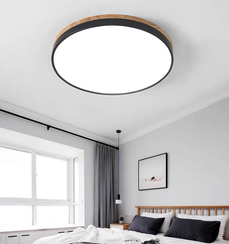 Stylish Wood Ceiling Light with Recessed LED Illumination