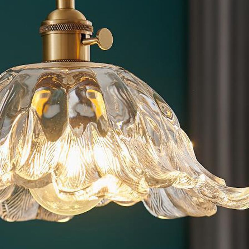 Flower-Shaped Pendant Light | Gold Glass Hanging Fixture