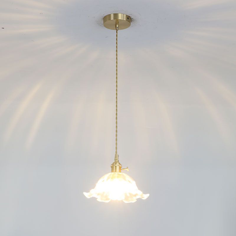 Flower-Shaped Pendant Light | Gold Glass Hanging Fixture