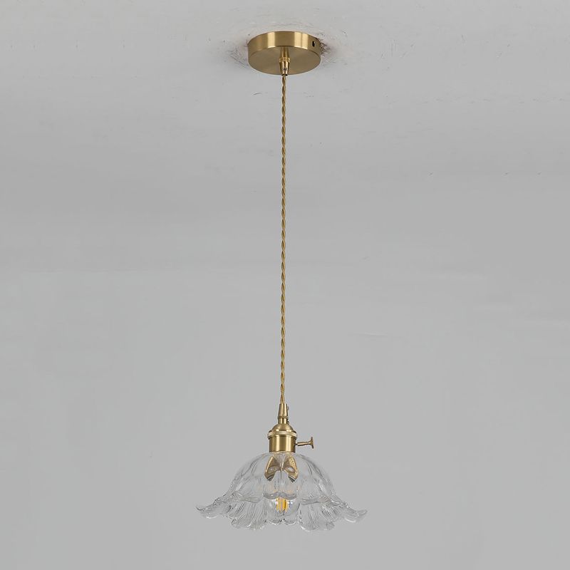 Flower-Shaped Pendant Light | Gold Glass Hanging Fixture