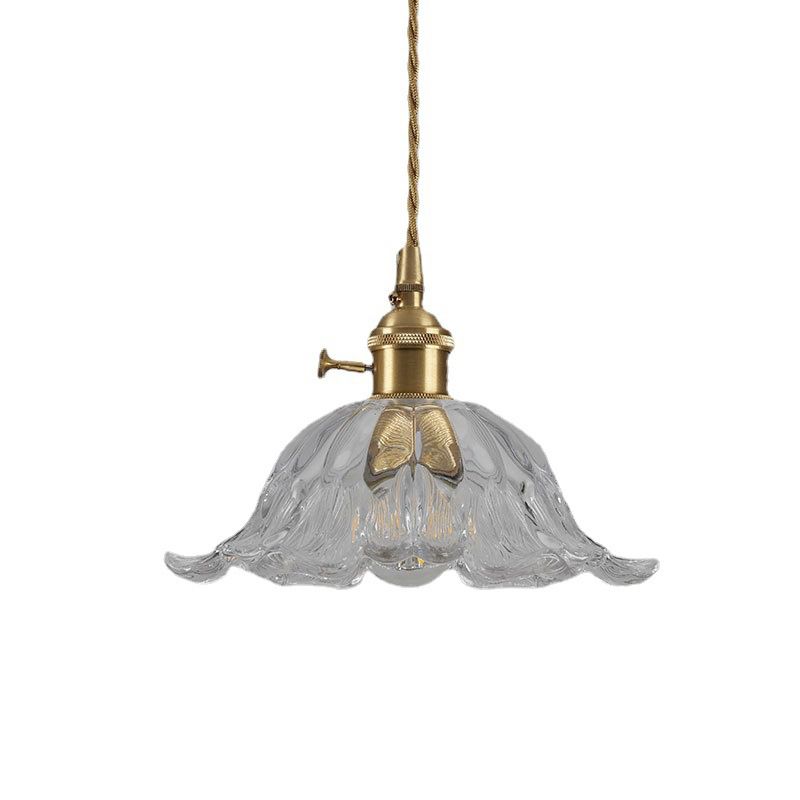 Flower-Shaped Pendant Light | Gold Glass Hanging Fixture