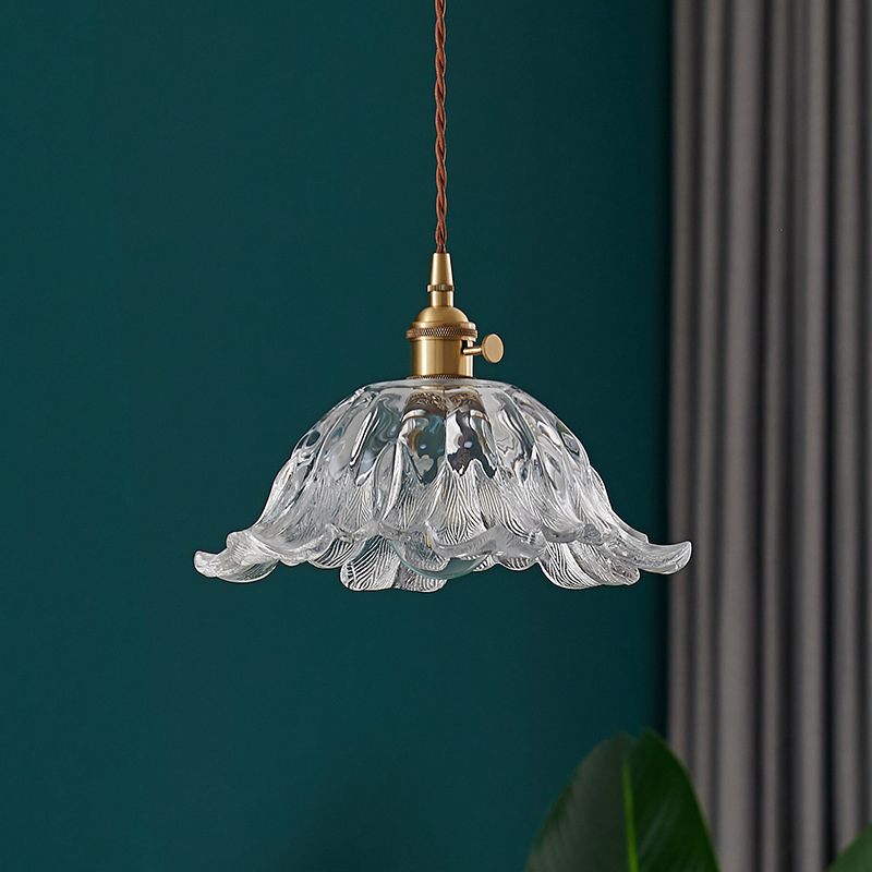 Flower-Shaped Pendant Light | Gold Glass Hanging Fixture