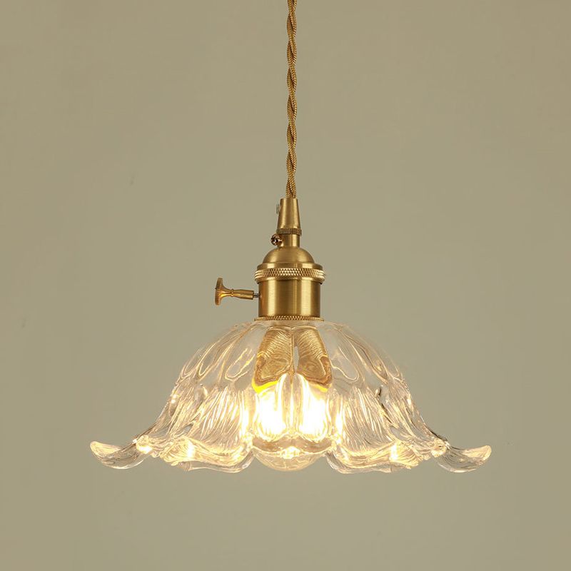 Flower-Shaped Pendant Light | Gold Glass Hanging Fixture