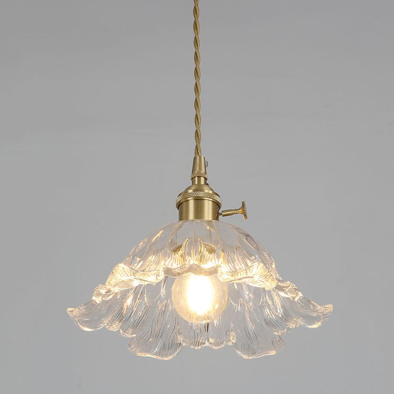 Flower-Shaped Pendant Light | Gold Glass Hanging Fixture