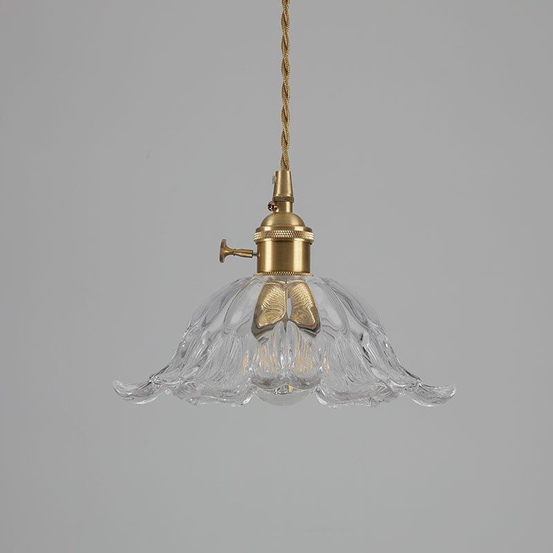 Flower-Shaped Pendant Light | Gold Glass Hanging Fixture