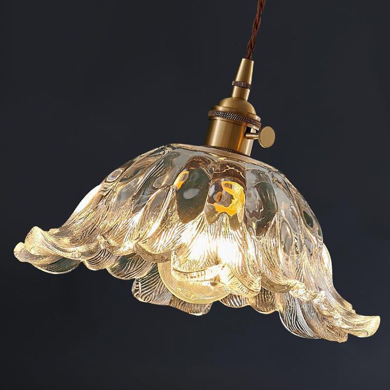 Flower-Shaped Pendant Light | Gold Glass Hanging Fixture