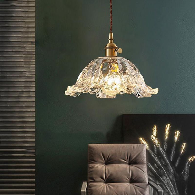 Flower-Shaped Pendant Light | Gold Glass Hanging Fixture