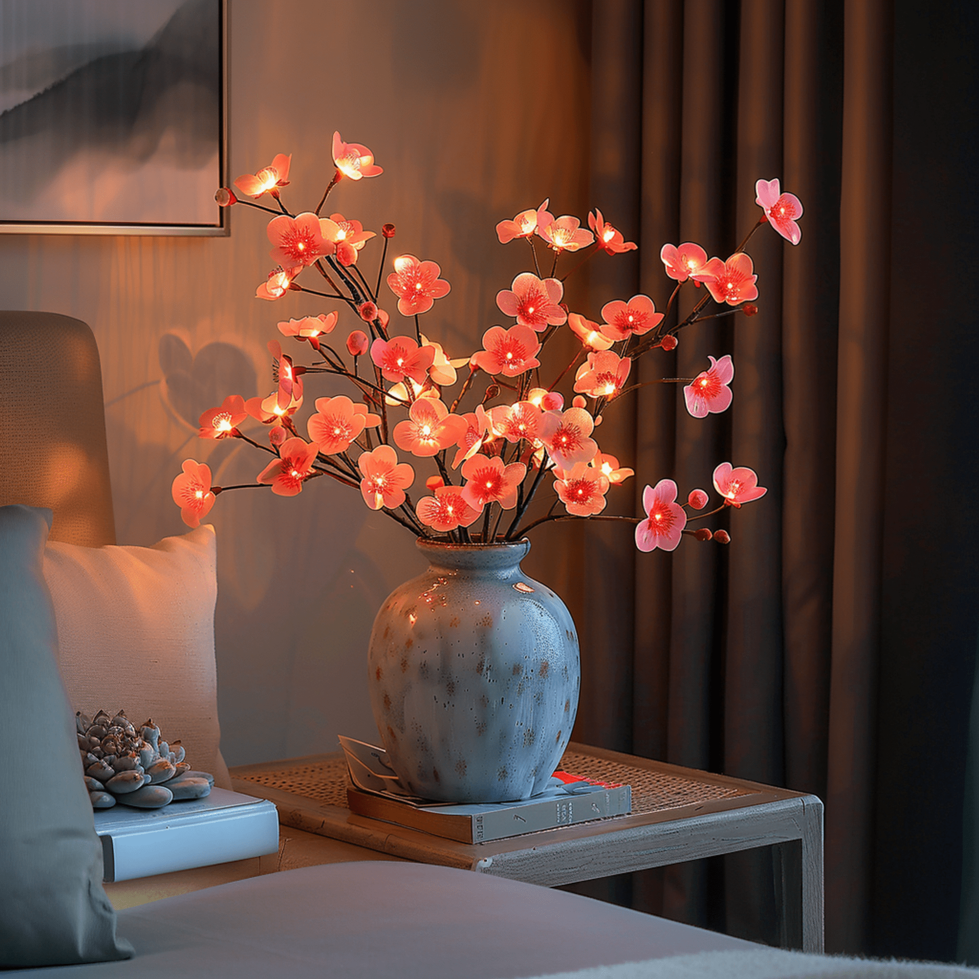 Artificial Olive Branch with LED Fairy Lights – Boho - Atelier Dubois Paris