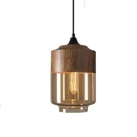 Glass Shade Wooden Pendant Light | Decorative Ceiling Pendant
