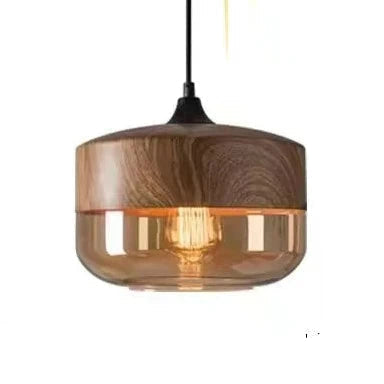 Glass Shade Wooden Pendant Light | Decorative Ceiling Pendant