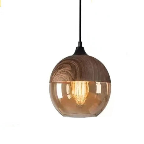 Glass Shade Wooden Pendant Light | Decorative Ceiling Pendant