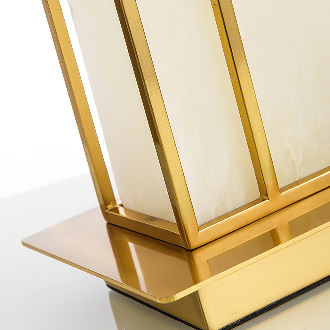 White Alabaster Table Lamp – Gold Metal Base, E26/E27 LED Compatible