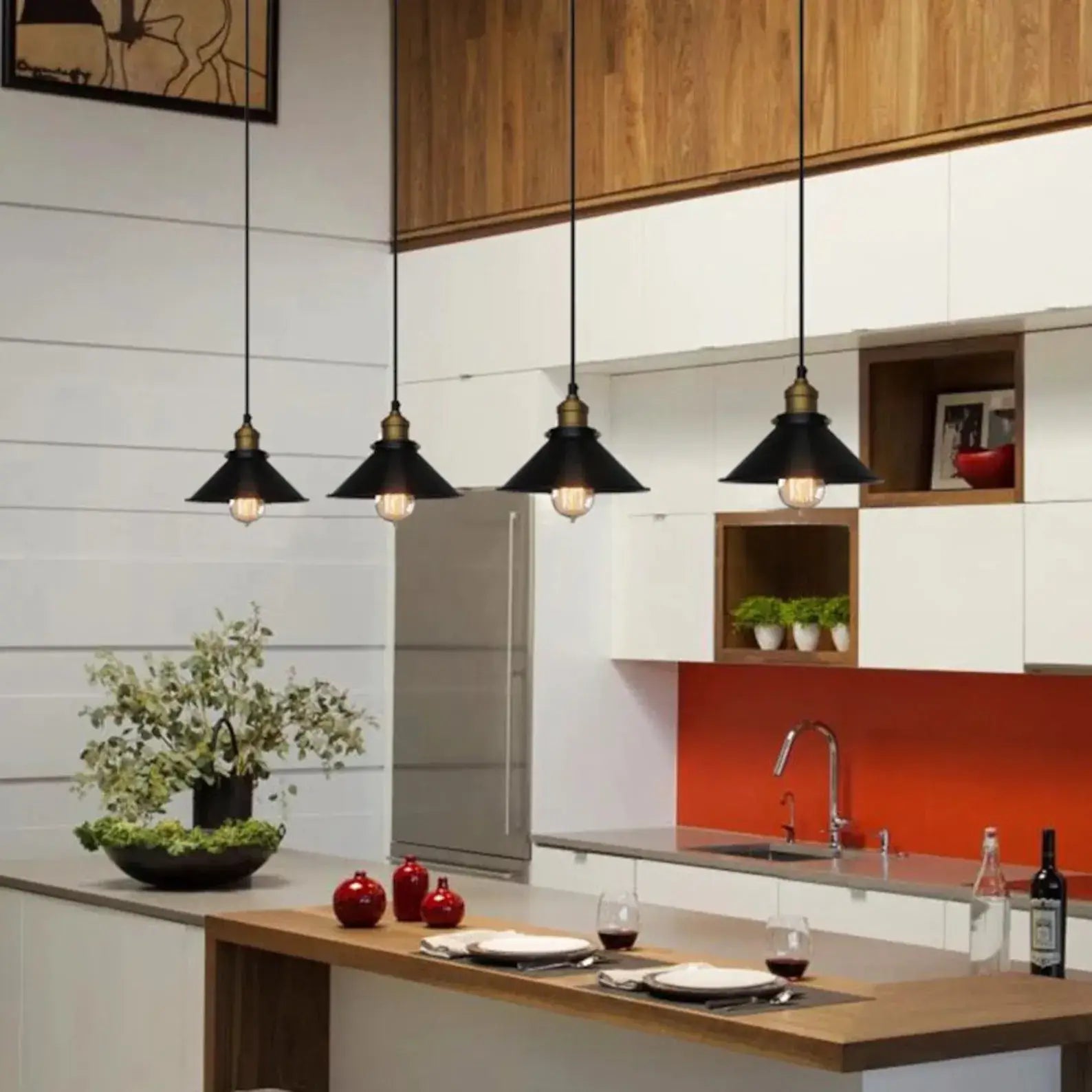 Cone-Shaped Brass Pendant Light | Tapered Design