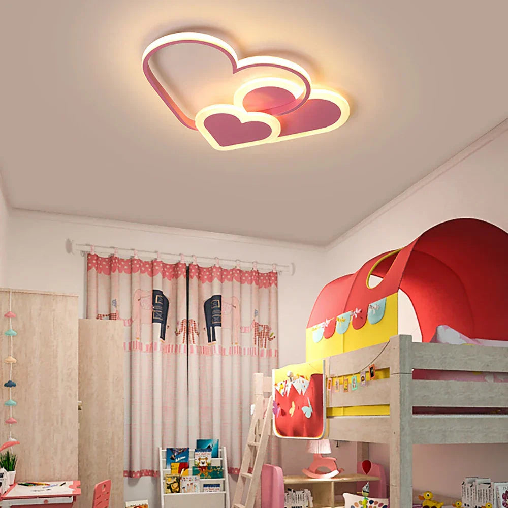 Pink LED Ceiling Light for Kids | Dimmable Heart-Shaped Design