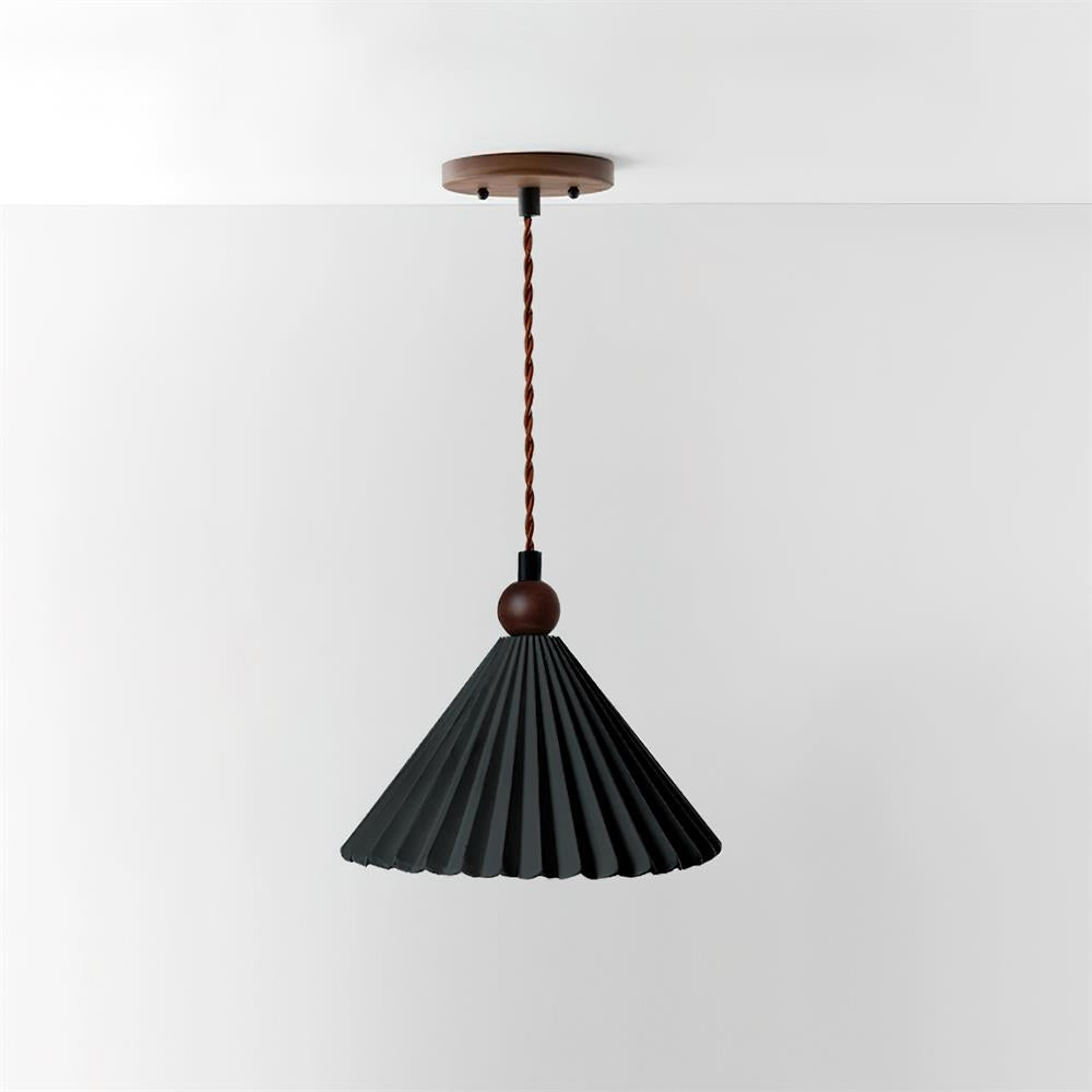 Ceramic Pendant Light with Wooden Accent – Retro-Modern Kitchen Lighting
