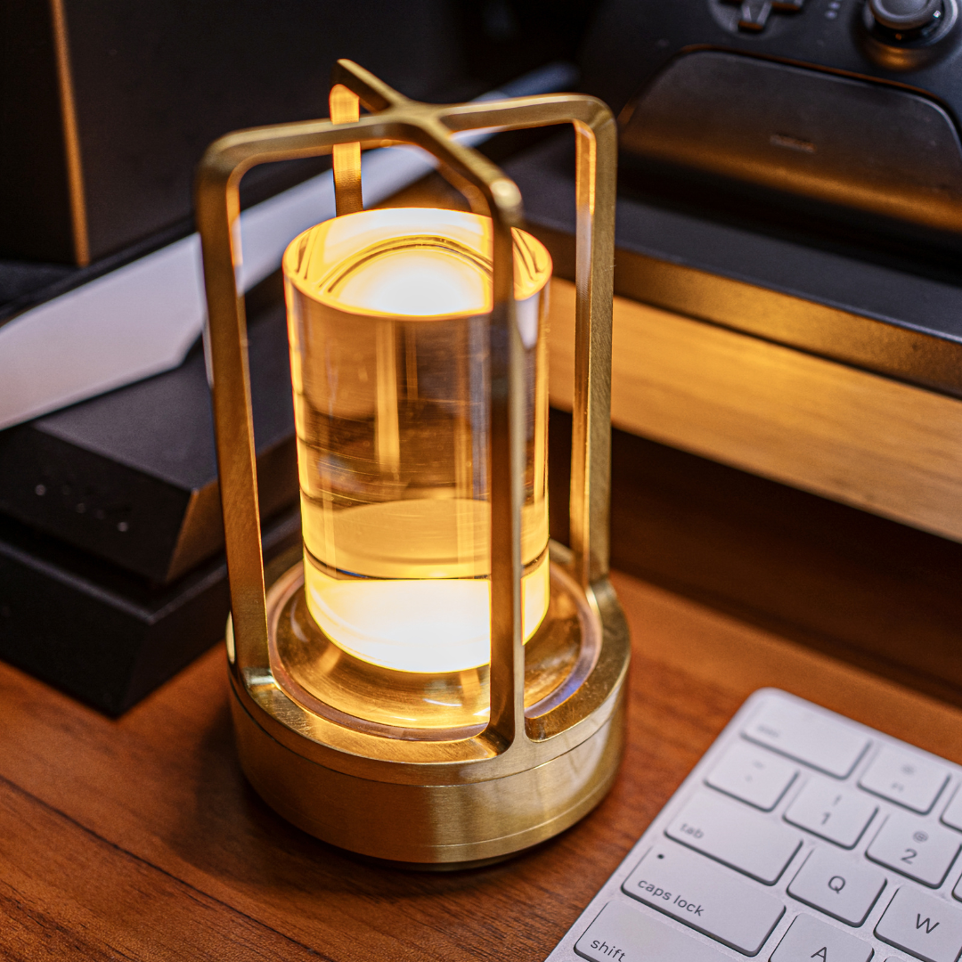 Stylish Crystal Table Lantern with Warm Glow
