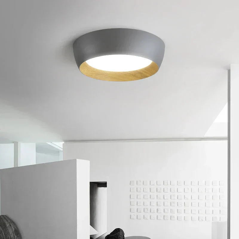 Energy-Saving Japanese LED Ceiling Light | Metal & Wood Blend