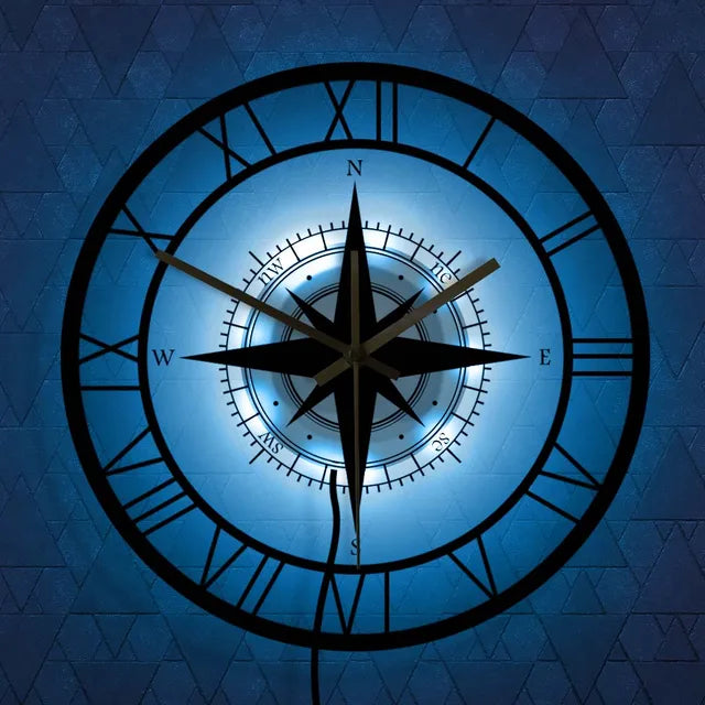 Classic Nautical Compass Wall Clock