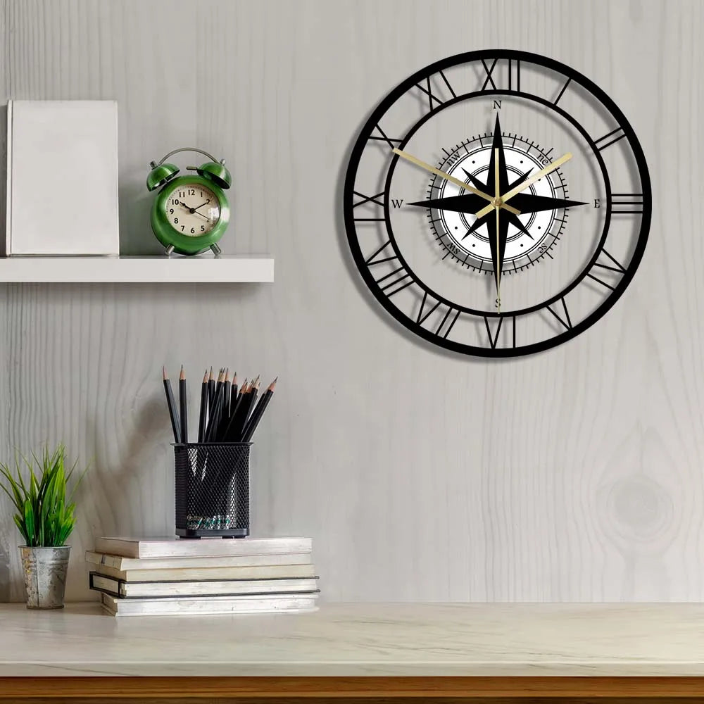 Classic Nautical Compass Wall Clock