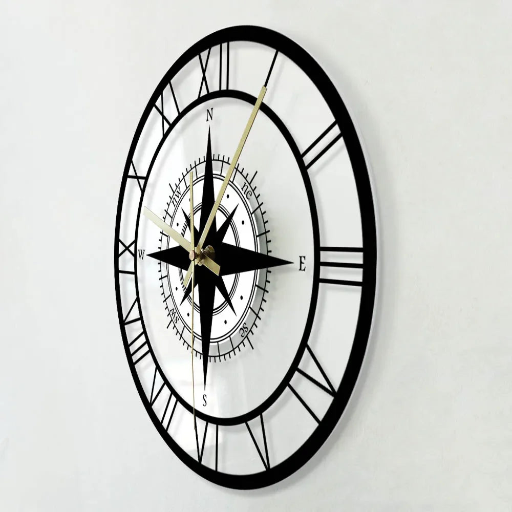 Classic Nautical Compass Wall Clock