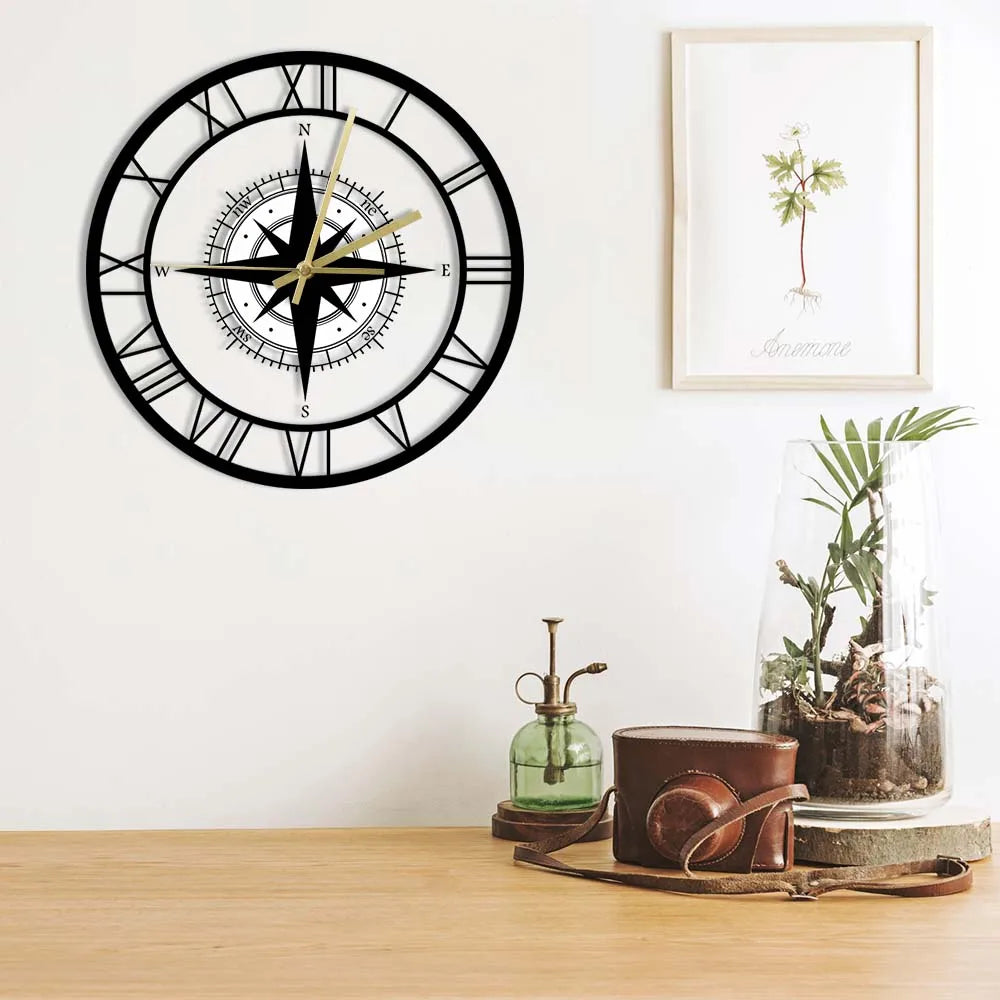 Classic Nautical Compass Wall Clock
