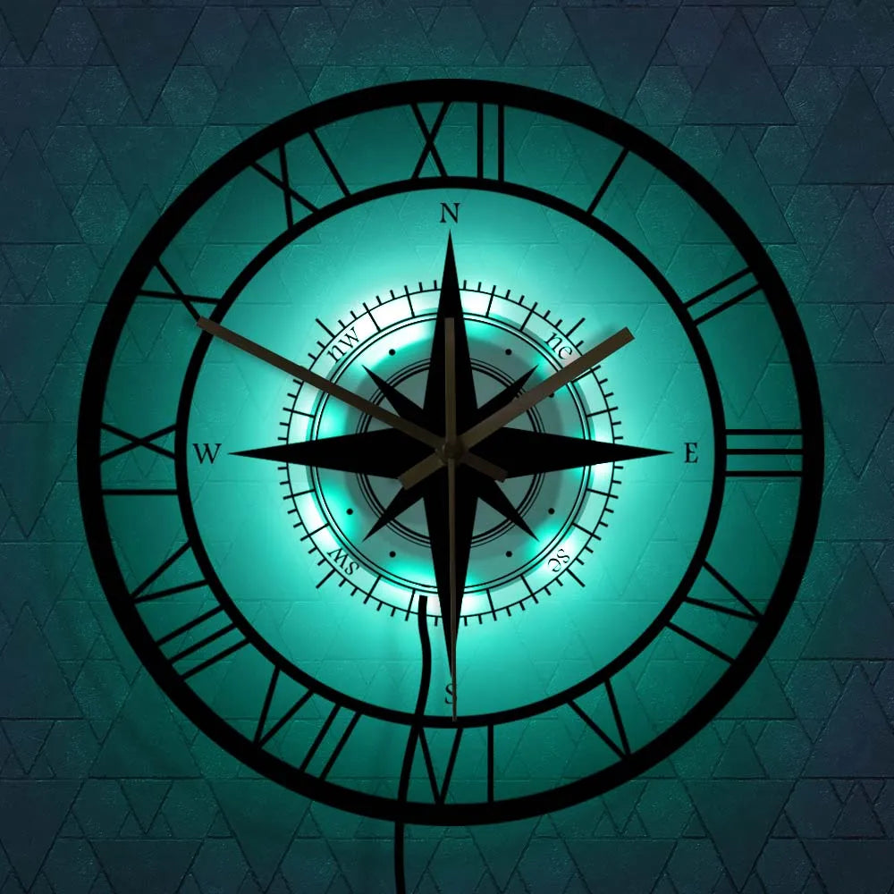 Classic Nautical Compass Wall Clock