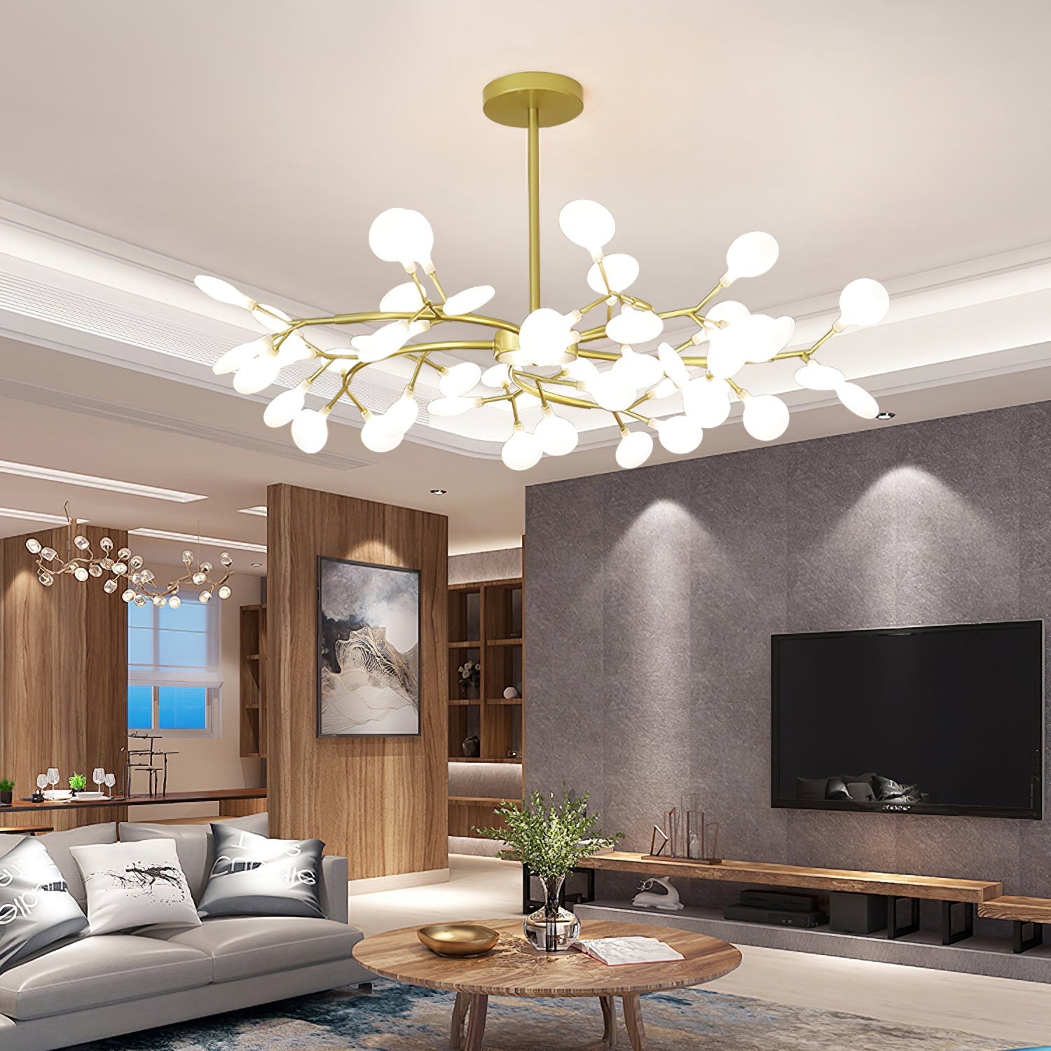 Mid-Century Modern LED Chandelier – Firefly Sputnik Hanging Light
