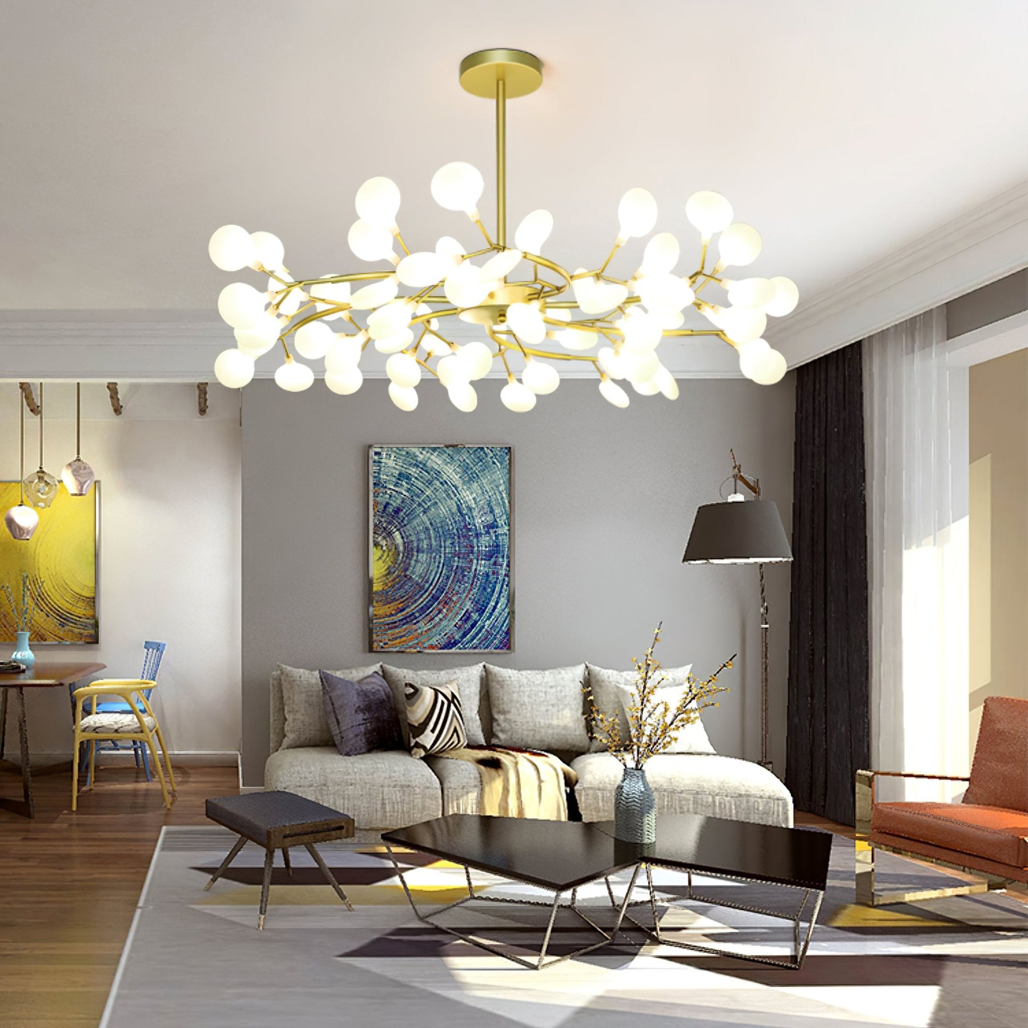 Mid-Century Modern LED Chandelier – Firefly Sputnik Hanging Light