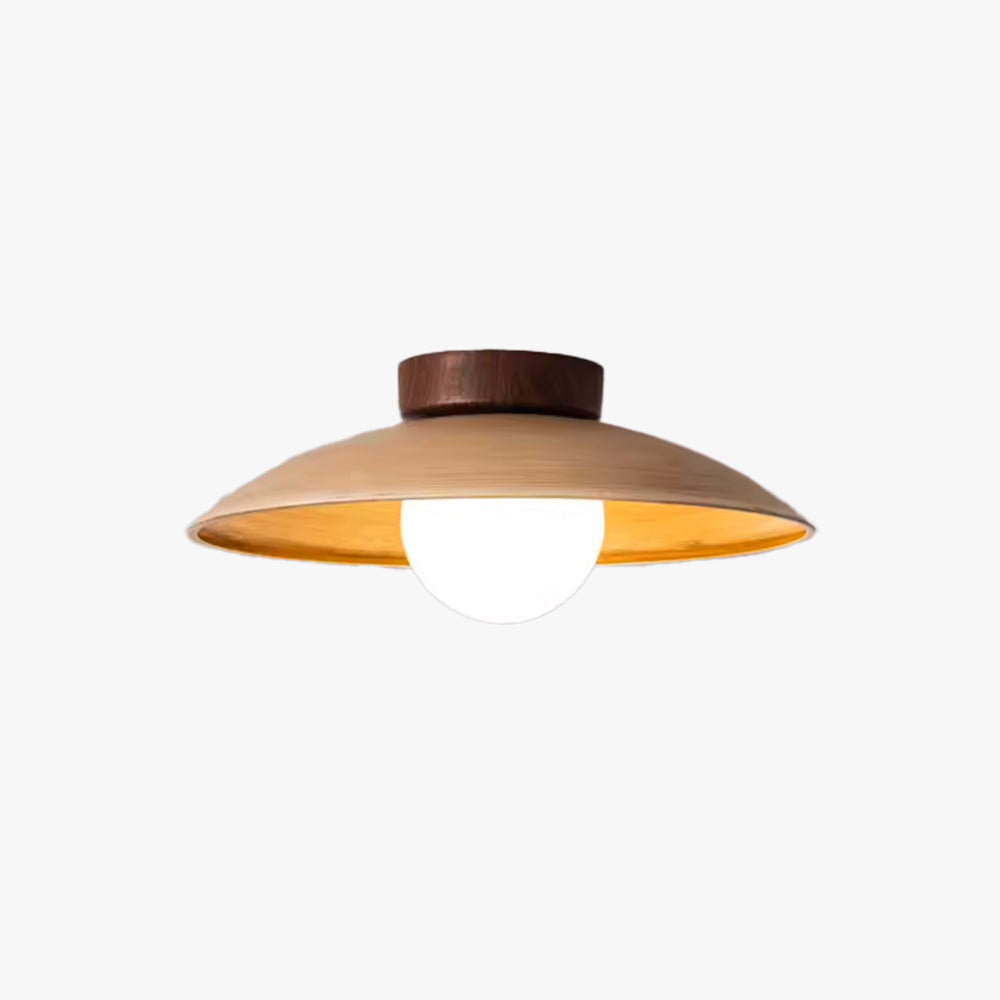 Rustic Vintage Flush Mount Ceiling Light – Wood, Metal, Glass Design