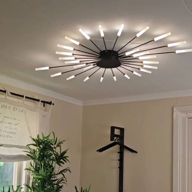 Fireworks Flush-Mount Ceiling Light – Black & Gold Modern Fixture