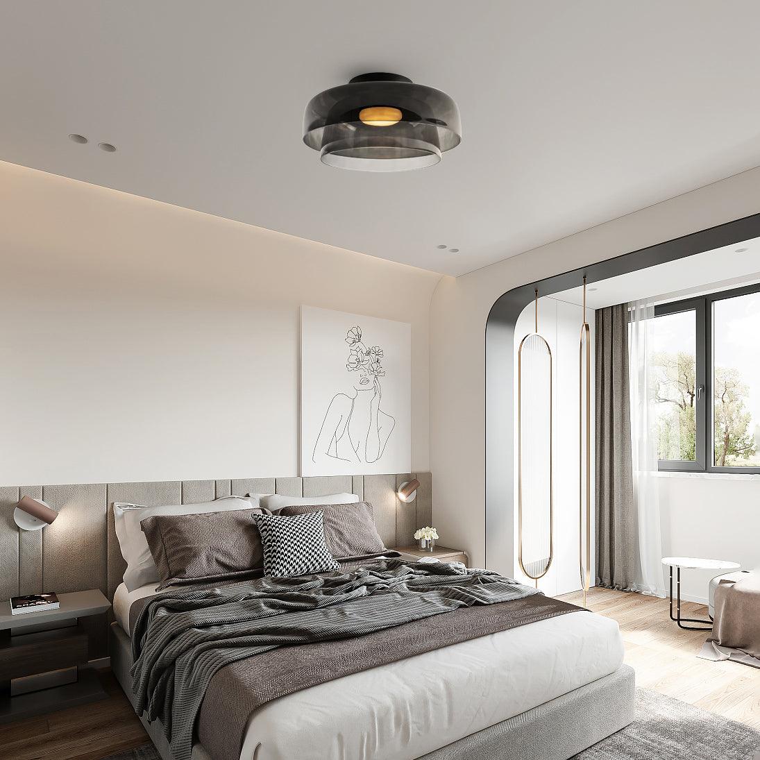Layered Levels LED Ceiling Lamp – Glass & Metal Round Light Fixture