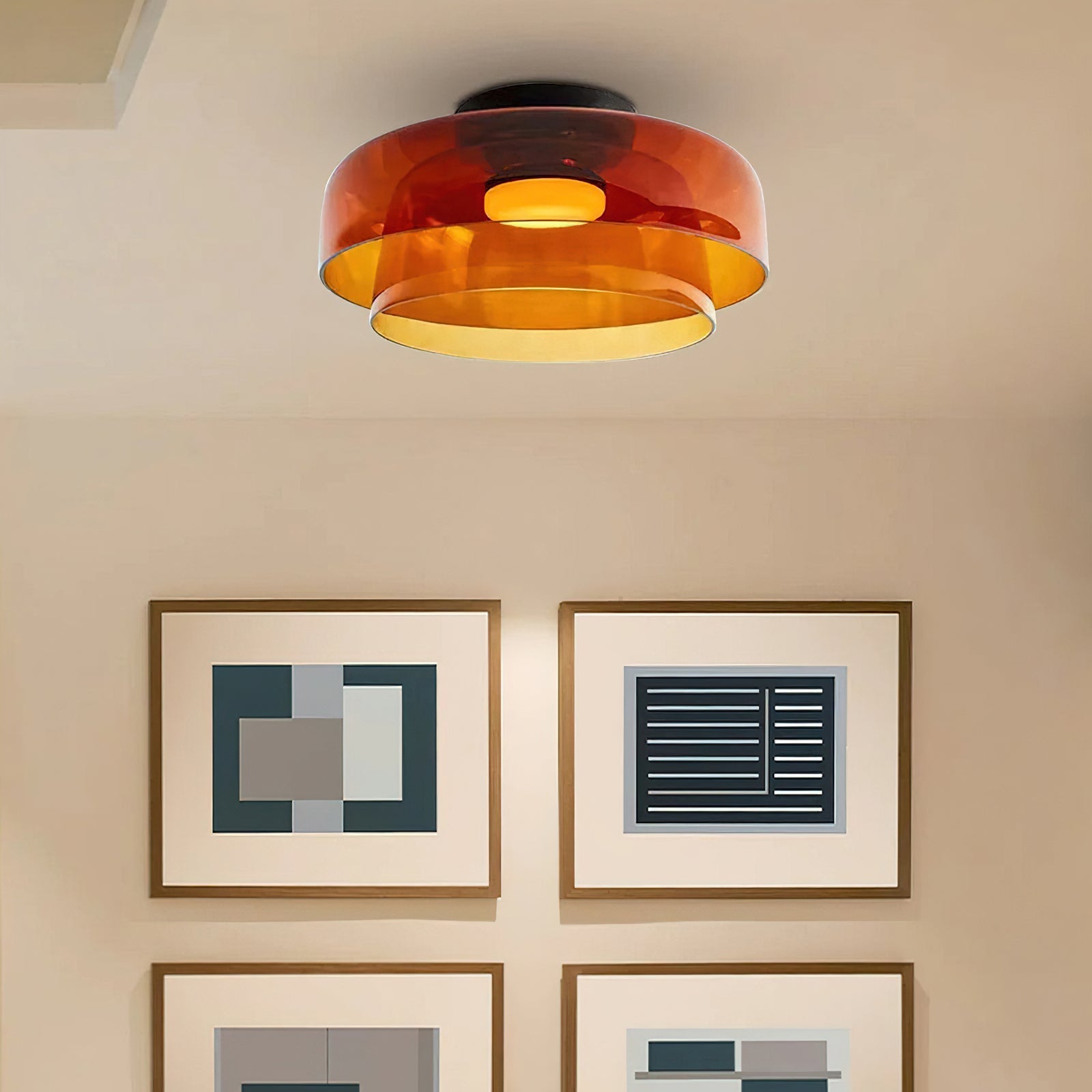 Layered Levels LED Ceiling Lamp – Glass & Metal Round Light Fixture