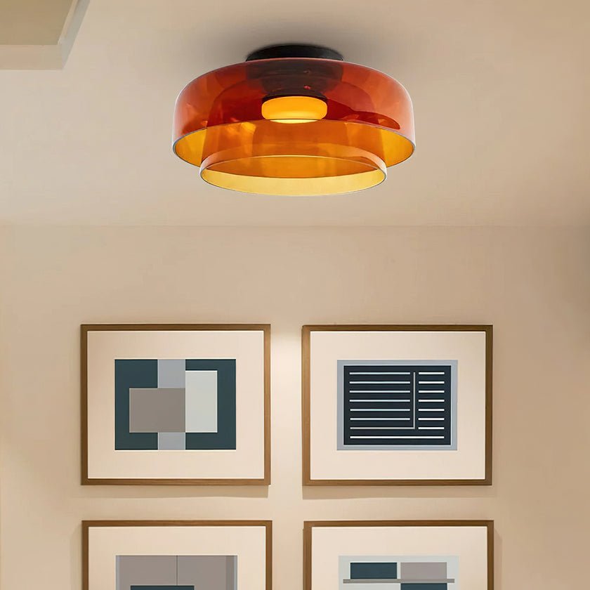 Layered Levels LED Ceiling Lamp – Glass & Metal Round Light Fixture