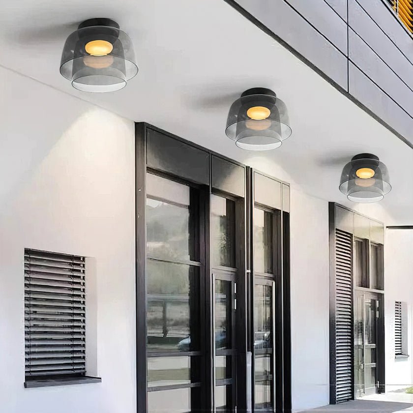 Layered Levels LED Ceiling Lamp – Glass & Metal Round Light Fixture