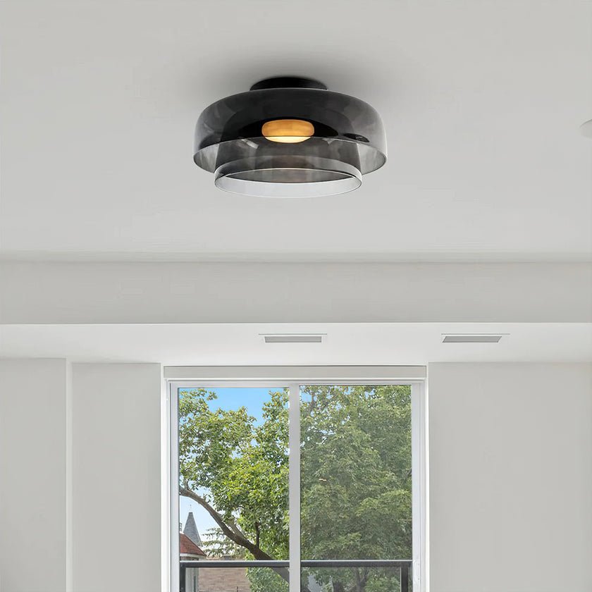 Layered Levels LED Ceiling Lamp – Glass & Metal Round Light Fixture