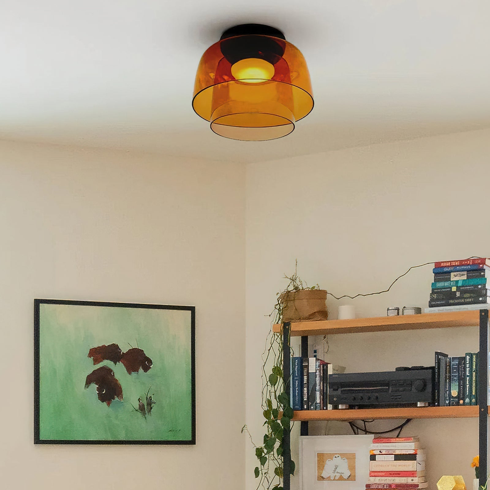 Layered Levels LED Ceiling Lamp – Glass & Metal Round Light Fixture
